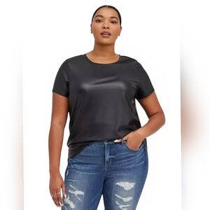 Torrid Faux Leather Crewneck Tee
